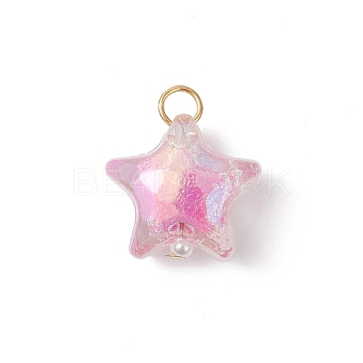 Acrylic with ABS Plastic Imitation Pearl Pendants PALLOY-JF04503-02-1