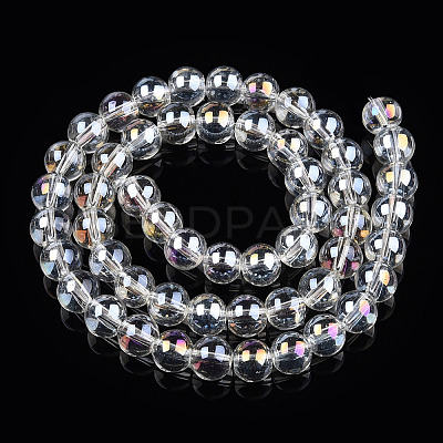 Electroplate Transparent Glass Beads Strands GLAA-T032-T10mm-AB13-1