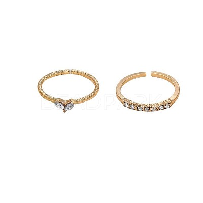2Pcs Alloy with Rhinestone Cuff Rings FS-WGCB7EB-01-1