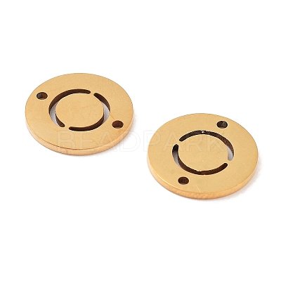 PVD Vacuum Plating 201 Stainless Steel Hollow Flat Round Links FIND-R149-03O-G-1