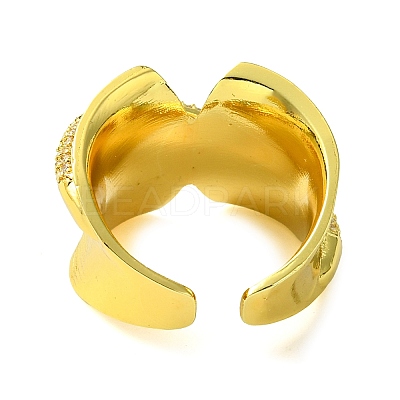 Brass Micro Pave Cubic Zirconia Open Cuff Ring RJEW-K256-14G-1