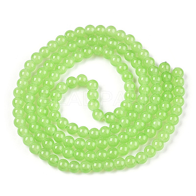 Baking Paint Imitation Jade Glass Round Bead Strands X-DGLA-Q021-6mm-09-1