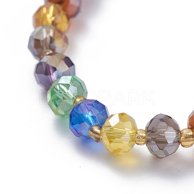 Electroplate Faceted Abacus Glass Beaded Stretch Bracelets BJEW-JB04876-1