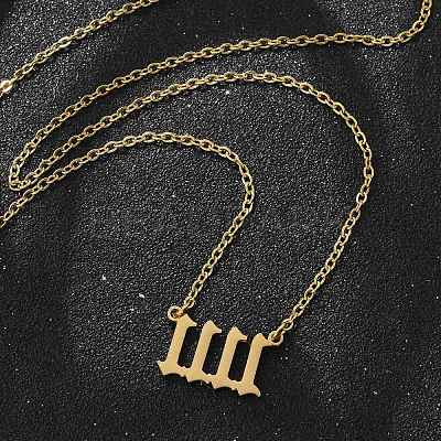 304 Stainless Steel Number 11:11 Pendant Necklaces NJEW-NH0002-01G-04-1