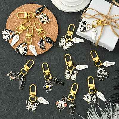 Gothic Alloy Enamel Coffin Pendant Decoration HJEW-CJ00034-1