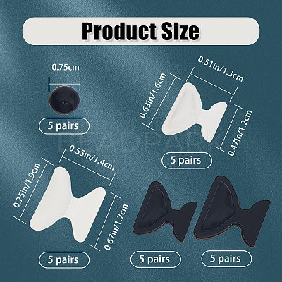 25 Pairs 5 Style Butterfly & Flat Round Anti-Slip Adhesive Soft Silicone Eyeglass Nose Pads FIND-GF0004-10-1