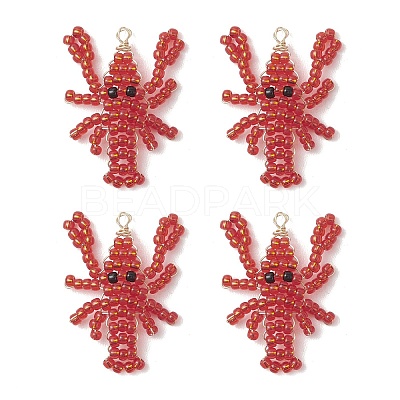 Glass Seed Beaded Pendants PALLOY-MZ01254-01-1