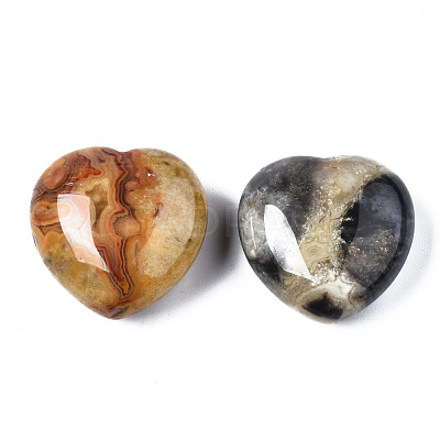 Natural Crazy Agate Heart Love Stone G-N0325-11-01-1