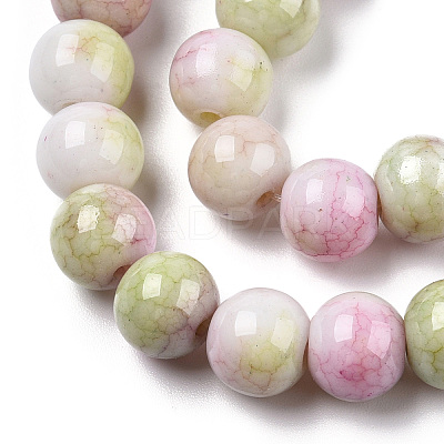 Ombre Effect Dyed Crackle Glass Round Beads Strands X1-GLAA-T031-01H-1