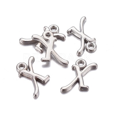 Platinum Plated Alloy Letter Pendants PALLOY-J718-01P-X-1