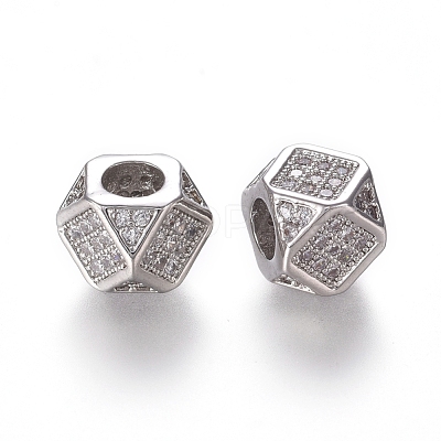 Brass Micro Pave Cubic Zirconia Beads ZIRC-L088-01B-P-1
