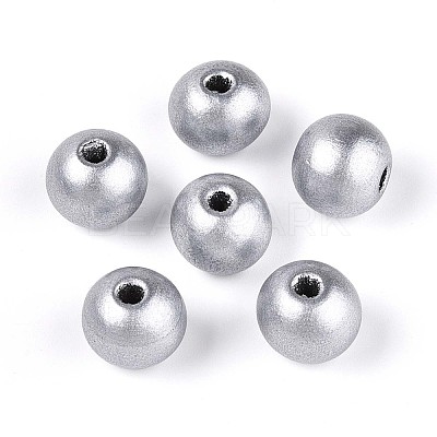 Spray Painted Round Natural Schima Wood Beads WOOD-A018-14mm-02-1