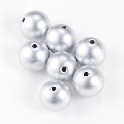 Matte Style Spray Painted Acrylic Beads X-ACRP-S669-10mm-01-1