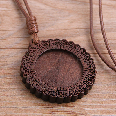 Wood Pendant Cabochons Settings WOOD-H106-26A-04-1