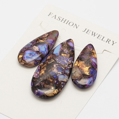 Assembled Synthetic Dyed Imperial Jasper and Bronzite Pendant Sets G-L359-02E-1