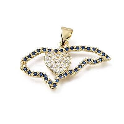 Brass Micro Pave Blue Cubic Zirconia Pendants CU-E002-04A-G-1