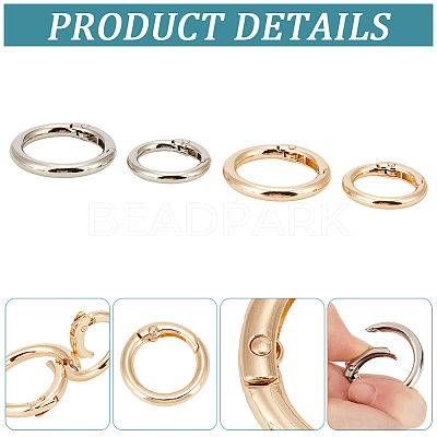 16Pcs 4 Styles Alloy Spring Gate Rings FIND-CL0001-96-1