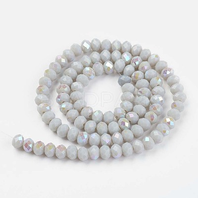 Electroplate Opaque Solid Color Glass Beads Strands EGLA-A034-P6mm-L16-1