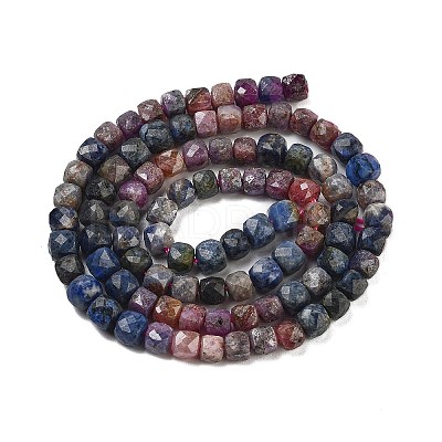 Natural Red Corundum/Ruby and Sapphire Beads Strands G-H042-A51-03-1