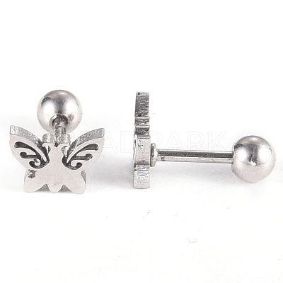 Tarnish Resistant 201 Stainless Steel Barbell Cartilage Earrings EJEW-R147-20-1