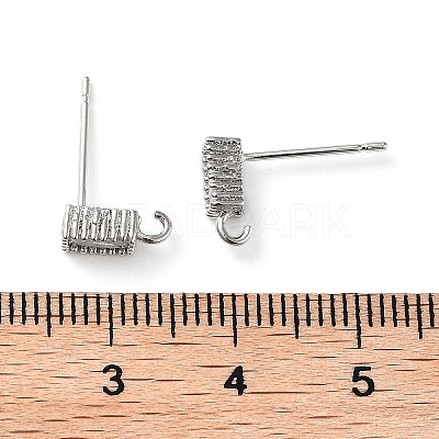 Brass Micro Pave Cubic Zirconia Studs Earrings Finding KK-K364-01P-1