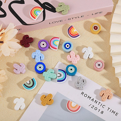 24Pcs 24 Styles Silicone Focal Beads SIL-CA0002-84-1