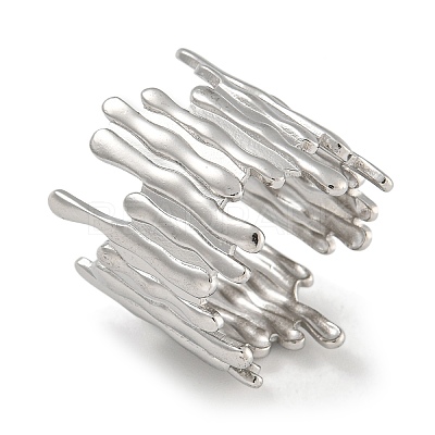 304 Stainless Steel Open Cuff Ring for Women RJEW-U014-06P-1