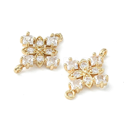 Brass Pave Cubic Zirconia Connector Charms KK-G462-45KCG-04-1