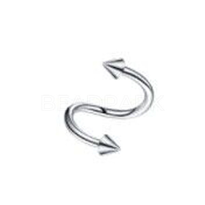 316L Surgical Stainless Steel Spiral Lip Rings with Spikes for Woman Men WGF7124-12-1