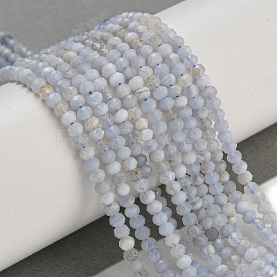 Faceted Rondelle Natural Blue Lace Agate Beads Strands G-F289-04A-1