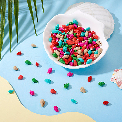 300Pcs 6 Colors Spray Painted Natural Spiral Shell Beads Strands BSHE-TA0001-14-1