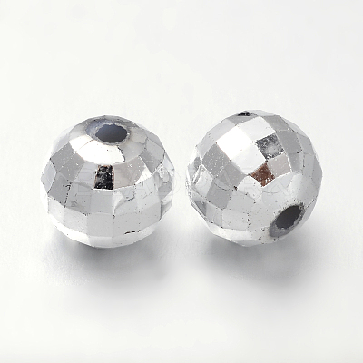 Faceted Round Plated Acrylic Beads PACR-L001-10mm-S-1