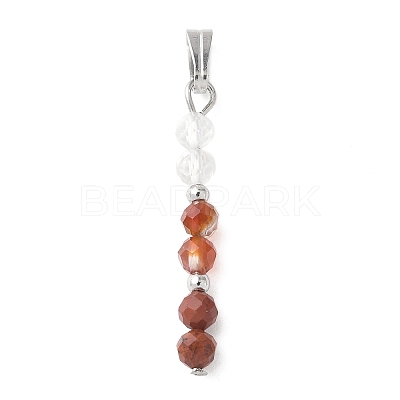 Faceted Round Natural Mixed Gemstone Beaded Pendants X-PALLOY-JF03529-1