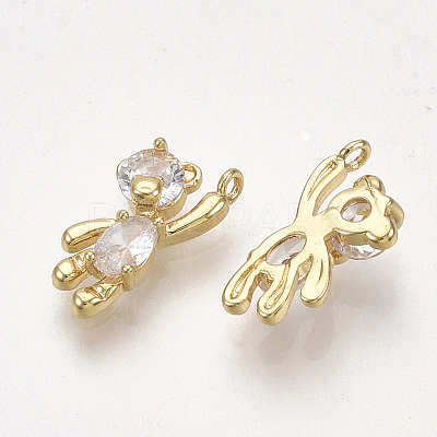Brass Cubic Zirconia Charms X1-KK-T035-117G-1