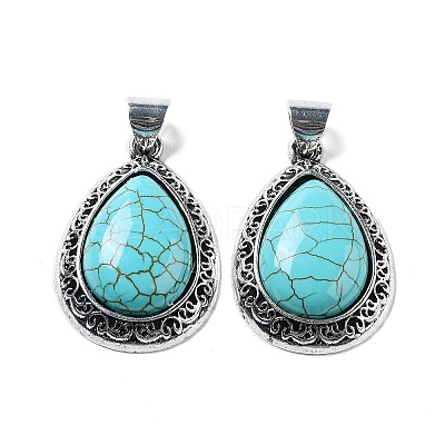 Synthetic Turquoise Teardrop Pendants G-A093-03AS-02-1