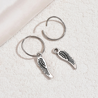 Vintage Brass Feather Hoop Earrings KF3799-1