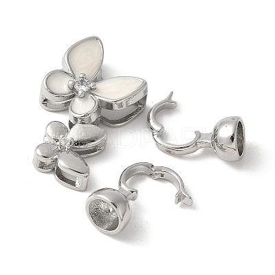 Brass Pave Clear Cubic Zirconia Fold Over Clasps KK-M320-17P-1