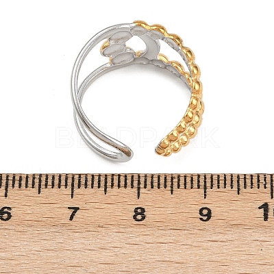 Adjustable 304 Stainless Steel Cuff Rings for Women RJEW-B135-01GP-10-1