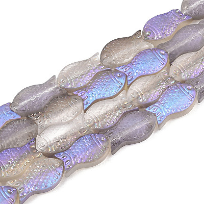 Frosted Glass Beads Strands X-GLAA-T023-40C-04-1