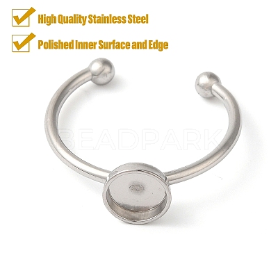 Non-Tarnish 304 Stainless Steel Flat Round Pad Ring Setting STAS-I306-05A-P-1