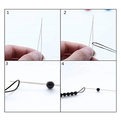Tarnish Resistant Stainless Steel Collapsible Big Eye Beading Needles SENE-PW0013-02O-1