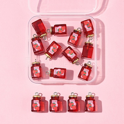 15Pcs Strawberry Jam Resin Pendants RESI-FS0002-15-1