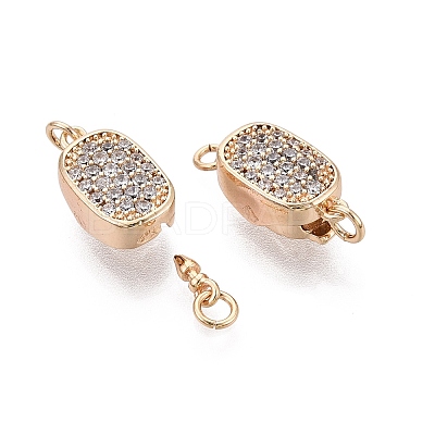 Brass Micro Pave Clear Cubic Zirconia Box Clasps KK-Q074-04G-1