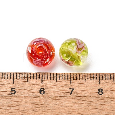 Luminous Handmade Glod Sand Lampwork Beads Strands LAMP-B028-03R-10mm-1