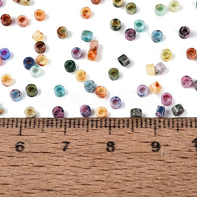 Opaque Picasso Cylinder Glass Beads SEED-Q039-06A-M-1