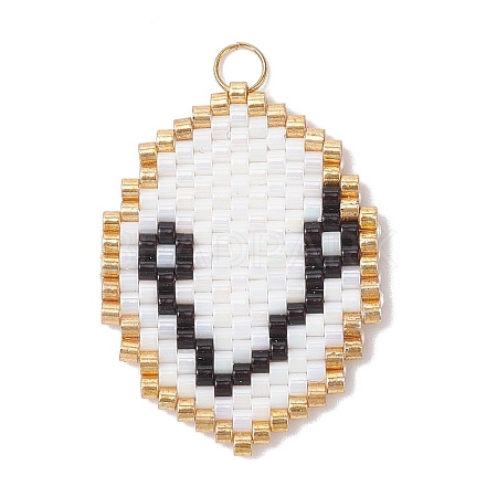 Glass Seed Beaded Twelve Constellations Pendants PALLOY-MZ00891-02-1