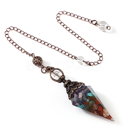 Gemstone & Resin Hexagonal Pointed Dowsing Pendulums PW-WG7D05E-16-1