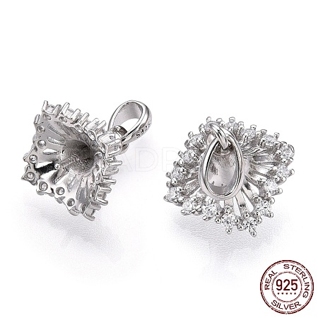Rhodium Plated 925 Sterling Silver Micro Pave Cubic Zirconia Peg Bails STER-T004-53P-1