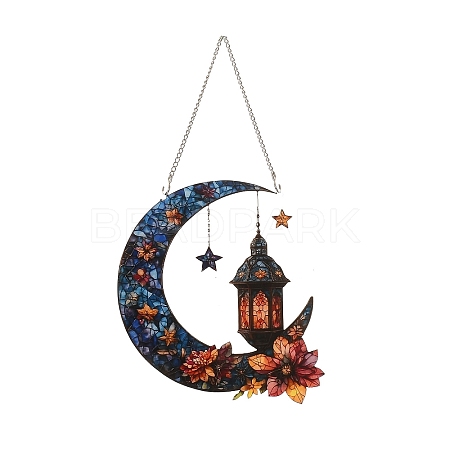 Stained Acrylic & Iron Suncatchers HJEW-F022-01F-1