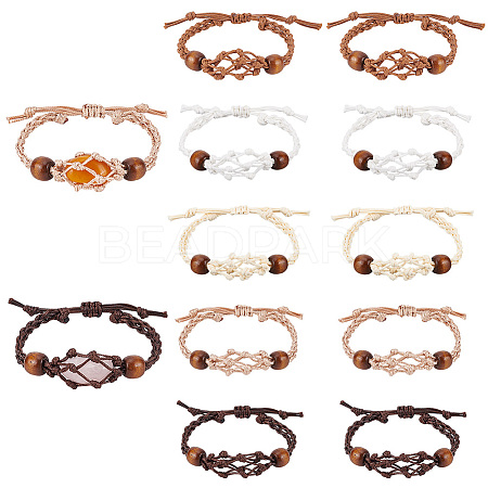   10Pcs 5 Colors Braided Nylon Cord Macrame Pouch Bracelet Making BJEW-PH0004-15-1
